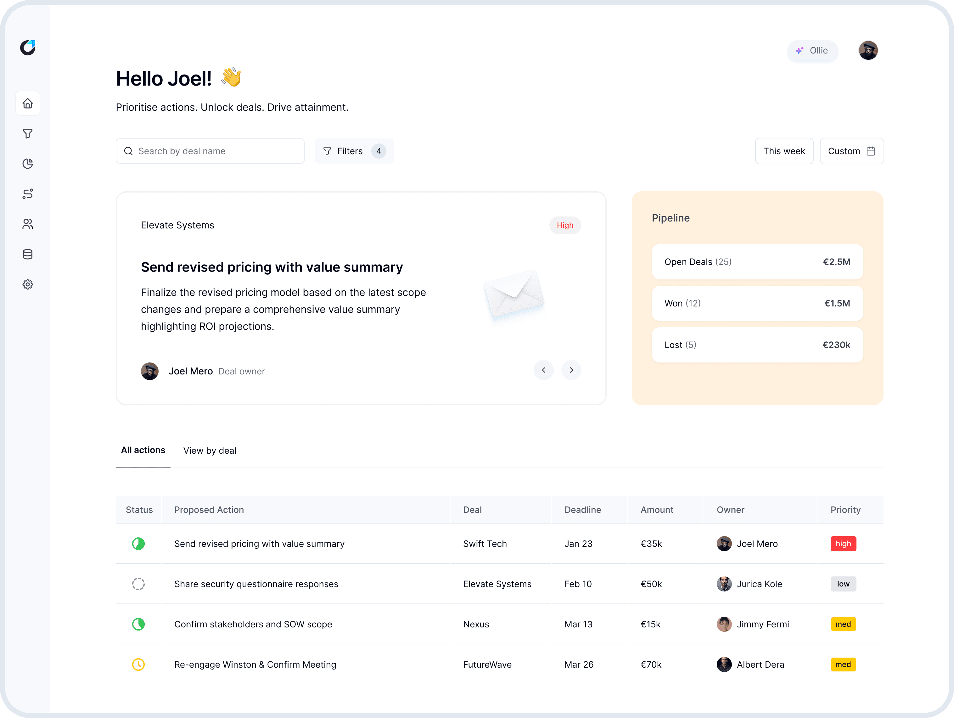 Optivian interface preview showing design and key features